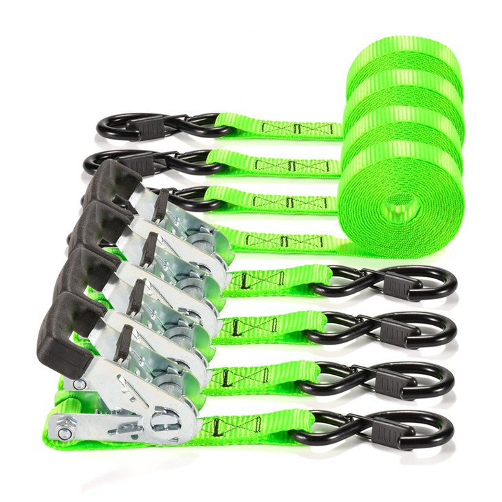 Heavy Duty Rubber Handle Zinc Plated Ratchet Strap With S Hooks