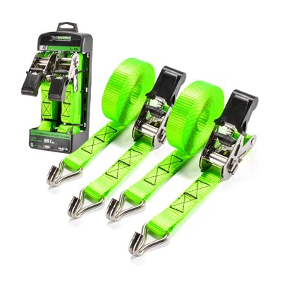 1 אינץ' רצועת ראצ'ט עם ידית גומי מנירוסטה אל חלד עם ווי J כפולים